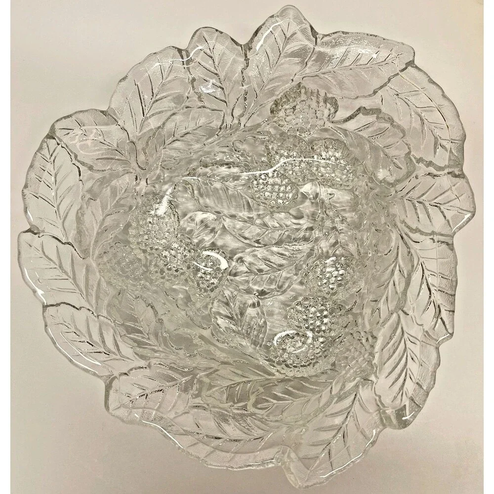 Vintage Mid Century Indiana Glass Loganberry Bowls Set of 3-Amber, Green & Clear